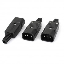 AC 250V 10A IEC320 C14 3 Pin Male Plug Power Adapter Jack Connector 3 Pcs