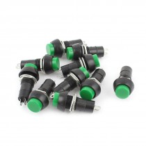 10 x 2Pin On/Off SPST Green Monmentary Round Push Button Switch AC 250V/3A