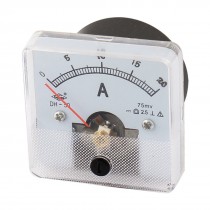 DH-50 DC 0-20A Analog Ammeter Panel Current Meter Gauge White