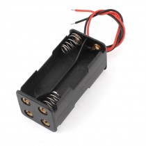 Dual Side 2-Wire Spring Loaded 4 x 1.5V AAA Batteries Holder Case