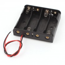 Black Plastic Wires Lead Holder Storage Case for 4 x 1.5V AA Battery