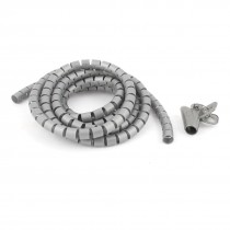 2m 6.6ft 10mm Inner Dia Plastic Spiral Bands Cable Organizer Wrap w Wire Clip