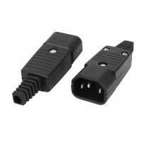 AC 250V 10A IEC320 C14 3 Pin Male Plug Power Adapter Jack Connector 2 Pcs