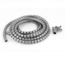 3 Meter 10ft 10mm Inner Dia Plastic Spiral Bands Cable Organizer Wrap w Clip