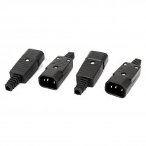 AC 250V 10A IEC320 C14 3 Pin Male Plug Power Adapter Jack Connector 4 Pcs