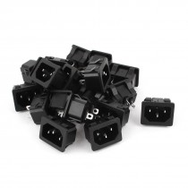 22pcs IEC 60320 C14 Black Plastic Male Power Inlet Socket AC 250V 10A