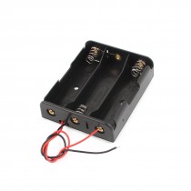 Black Plastic Wires Lead Holder Storage Case for 3 x 3.7V 18650 Battery