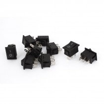 10 Pcs AC 250V/6A 125V/10A 3 Pins SPDT 2 Position On/Off Boat Rocker Switch