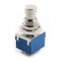 12mm Thread 9Pin 3PDT Latching Round Metal Button Electric Guitar Switch