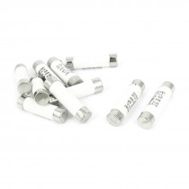 10 Pieces AC 500V 32A 10mm x 38mm Cylindrical Fuse Links Silver Tone White