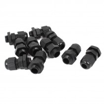 10 PCS Black Plastic Waterproof Connector Locknut Stuffing Wire Cable Gland