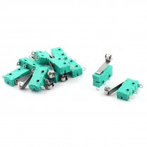 10pcs Micro Switch SPDT Long Hinge Roller Lever AC250V 125V 5A