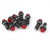 10 Pcs Red 12mm Momentary on Off SPST 2 Pins Round Push Button Switch AC 250V 3A