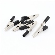 5pcs Black Plastic Handle Test Lead Battery Alligator Clips Clamps 2 2"