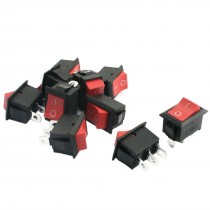 10 Pcs SPDT 1NO 1NC 3 Pin Soldering Boat Rocker Switches AC 250V 6A 125V 10A