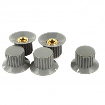5Pcs Gray Ribbed Grip 22mm Top 1/4" Split Shaft Potentiometer Control Knobs
