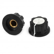 2 Pcs 23x12mm 6mm Shaft Dia Volume Control Plastic Potentiometer Knobs Caps