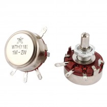 2 Pcs Single Turn Rotary Taper Carbon Potentiometer 2W Watt 1M Ohm WTH118