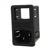Black 3 Terminals AC 250V 10A IEC320 C14 Inlet Male Power Plug w Fuse Holder