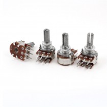 4pcs 1K Ohm 20mm Shaft B Type Linear Dual Rotary Rotatable Taper Potentiometer