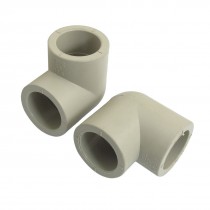2 Pcs 32mm Inner Diameter 90 Degree Elbow PPR Pipe Connectors Gray