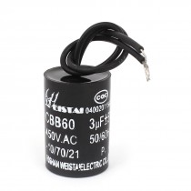 CBB60 450VAC 3uF Cylinder Shaped Polypropylene Film Electric Motor Capacitor