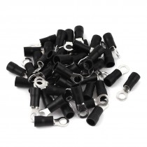50 Pcs 5 5 5S Insulated Wire Connector Ring Crimp Terminal Black 12 10AWG