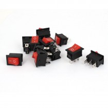 12 Pcs Mini Red Snap in SPDT on Off Rocker Switch KCD1 AC 250V 6A 125V 10A