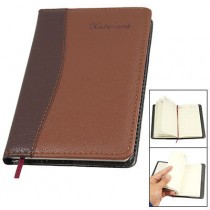 Ribbon Bookmarker Brown Faux Leather Cover Notebook