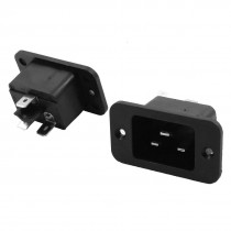 2pcs 3 Terminal C20 Inlet Adapter Power Plug Connector 250VAC 16A