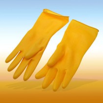 Household Long Latex Rubber Gloves Size Medium Yellow