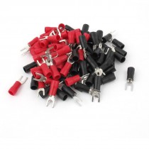 100pcs 14 12 AWG Wire Cable Connector Fork Spade Terminal 8 Red Black