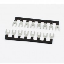 2 Pcs Fork Type 8 Postions Pre Insulated Terminal Strip Block Black 600V 25A