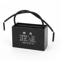 AC 450V 12uF Polypropylene Film 2 Wire Motor Running Capacitor Black CBB61
