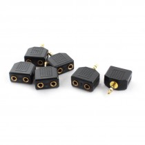 6pcs 3 5mm Male to 2 Female Stereo Audio Plug Jack Convertor Adapter