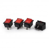 16A AC 250V 20A AC 125V 4pin 2position DPST Rocker Switch 4 Pcs