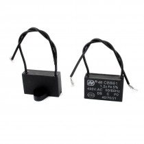 2pcs CBB61 AC 450V 50 60Hz 1 2uF 5 Rectangle Fan Motor Run Capacitor Black