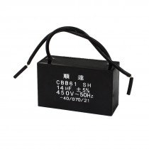 AC 450V 14uF Polypropylene Film 2 Wire Motor Running Capacitor Black CBB61