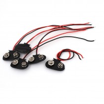 5pcs 2 Wire 9V Battery Clips Connector T Type Shell Holder Black Red