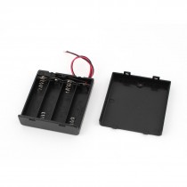 Wire Leads on Off Switch 4 x AA 1 5V Battery Storage Case Holder w Cover