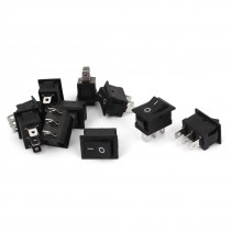6A AC 250V 10A AC 125V 3pin 2 Position on Off Rocker Switch 10 Pcs