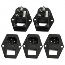 5 Pcs AC 250V 15A IEC 320 C14 3 Pin Clamp Type Power Inlet Socket