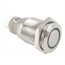 GREEN Led 16mm 12V Stainless Switch Momentary Push Button Itgxr