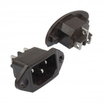 2 Pcs 250V 10A 3P C14 Male Plug Power Inlet Socket Connector Coffee Color