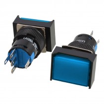 2 Pcs Panel Mount Blue Lamp Latching Rectangle Push Button Switch DC 24V