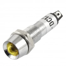 DC 12V 2 Pins 7.6mm Terminals Yellow Light Signal Indicator Lamp 5 Pcs