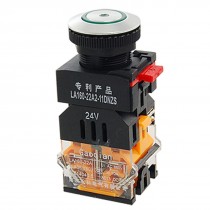 Green Sign Locking Pushbutton Switch w 24V Ring Light Lamp 1 NO 1 NC 10A 660V AC