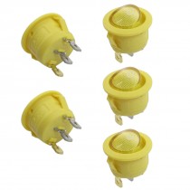 5 Pcs SPST On/Off Yellow Neon Lamp Round Rocker Switch AC 6A/250V 10A/250V