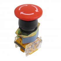 AC 660V 10A 22mm Threaded DPST Red Emergency Stop Latching Push Button Switch