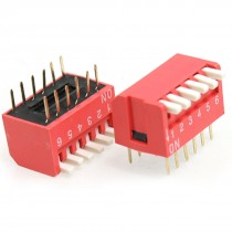 10 Pcs 2.54mm Pitch 6 Position Piano Type DIP Switch Red